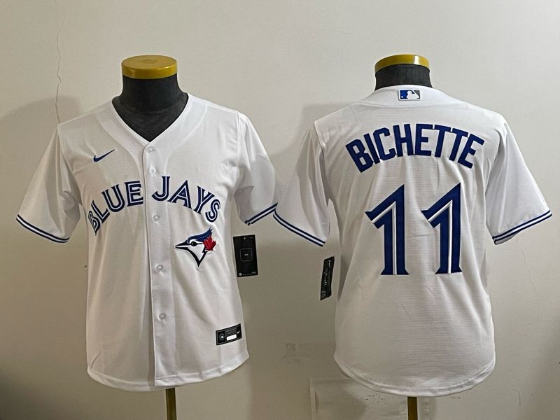 Youth 2025 Nike Toronto Blue Jays #11 Bichette White Game MLB Jersey 05